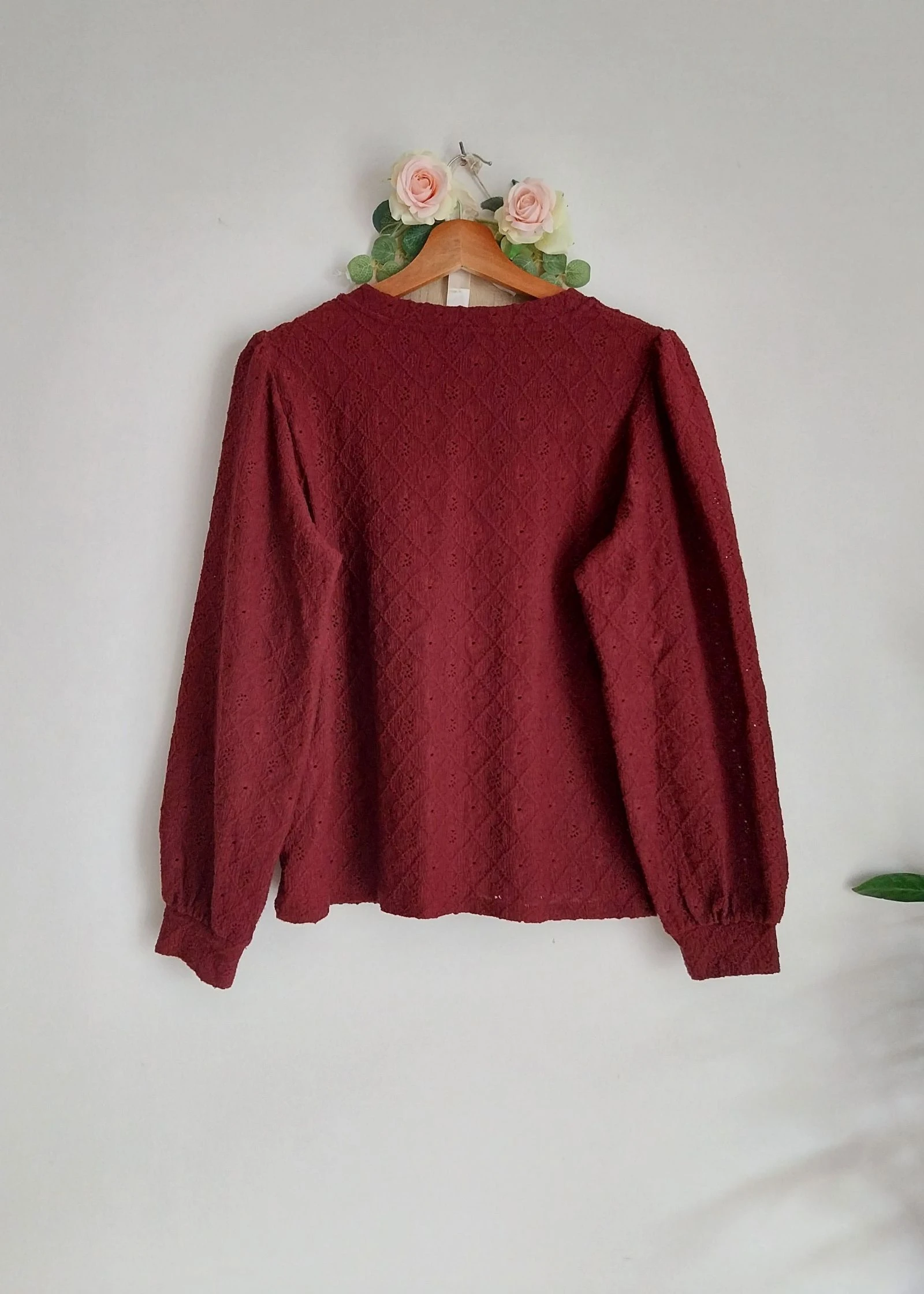 Camiseta de media temporada texturizada y ajurada burdeos Cyrillus Talla 36/38 – photo 9